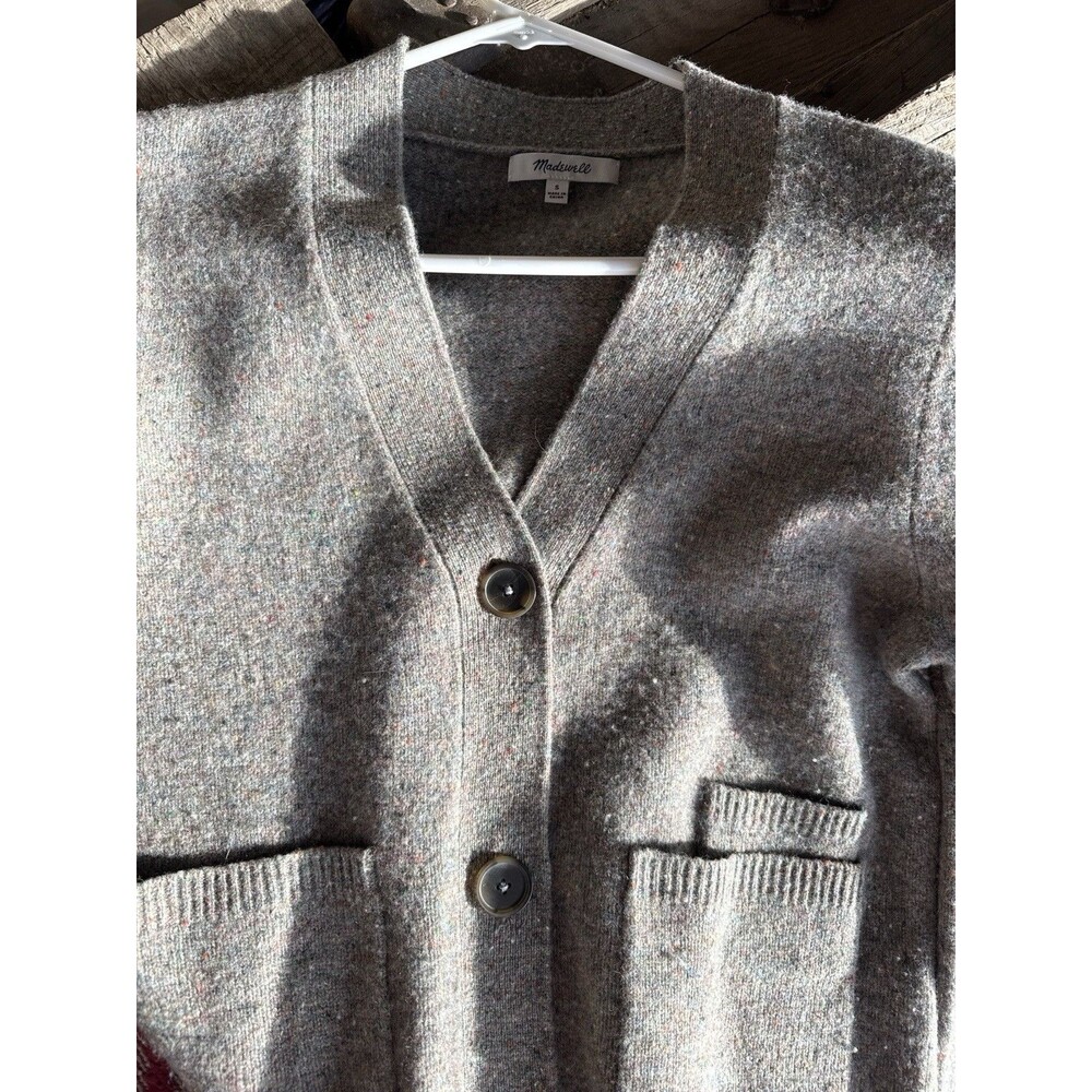 Madewell Cardigan Sweater Womens Small Gray Merino Wool V Neck Button B6378
